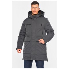 Мужская куртка удлиненная еврозима темно-серого цвета 196070L