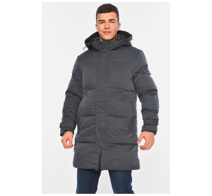 Куртка чоловіча подовжена єврозима сірого кольору 196073L