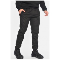 Спортивні штани чоловічі на штучному хутрі чорного кольору 196150L