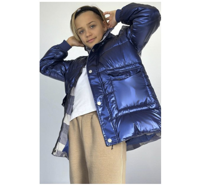 Детская куртка для мальчика еврозима синего цвета 196188L