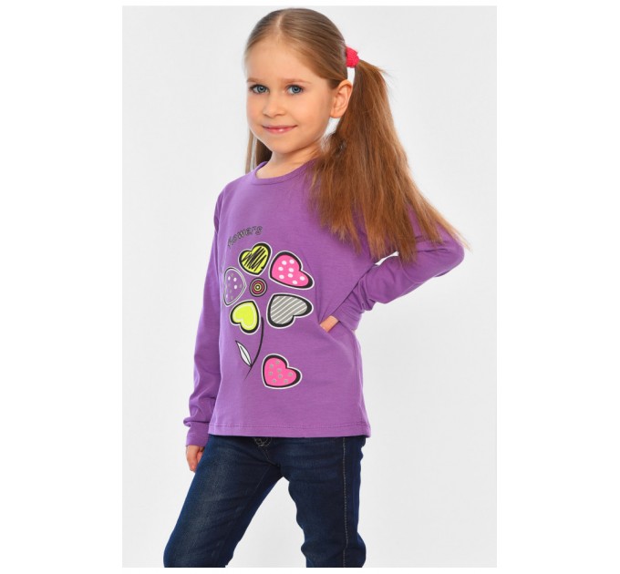 Лонгслів дитячий для дівчинки фіолетового кольору 196540L