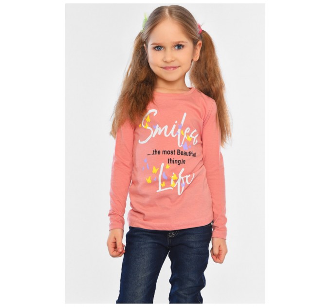 Лонгслів дитячий для дівчинки пудрового кольору 196546L