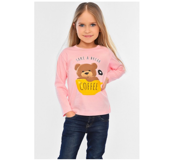 Лонгслів дитячий для дівчинки світло-рожевого кольору 196549L