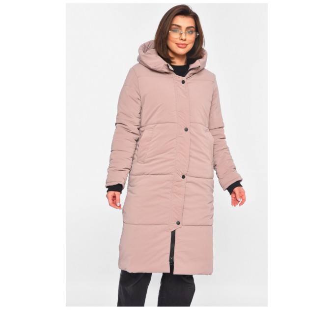 Куртка жіноча подовжена демісезонна темно-рожевого кольору 196584L