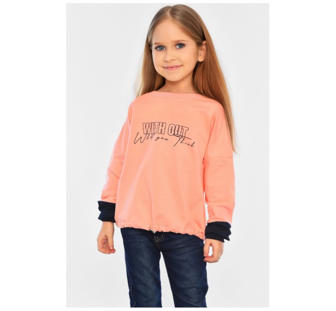 Світшот дитячий для дівчинки з іграшкою персикового кольору 196594L