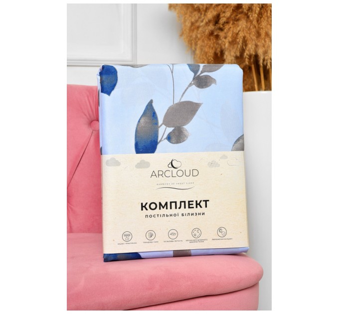 Комплект постельного белья полуторный с принтом голубого цвета 196775L