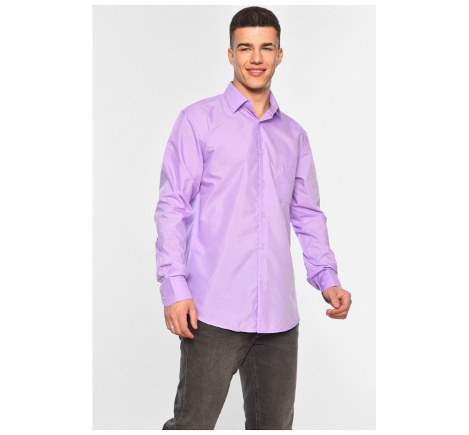 Сорочка чоловіча однотонна бузкового кольору 196889L