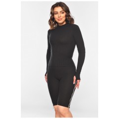 Костюм женский однотонный черного цвета 197329L