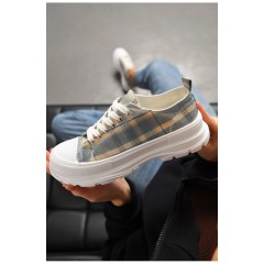 Кеди жіночі бежевого кольору на шнурівці текстиль 198618L