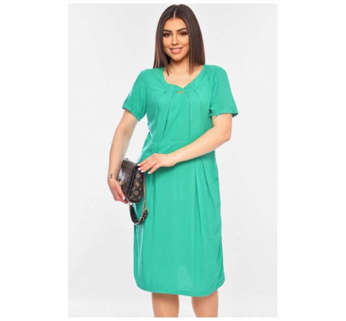 Сукня жіноча батальна зеленого кольору 198670L