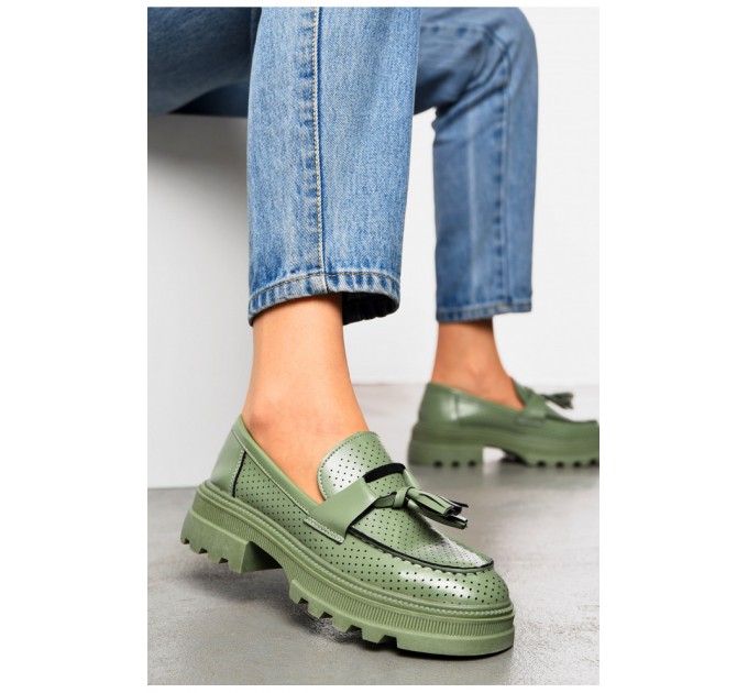 Лофери жіночі зеленого кольору 199604L