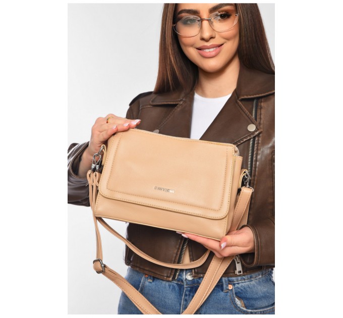 Сумка женская из экокожи бежевого цвета 199608L