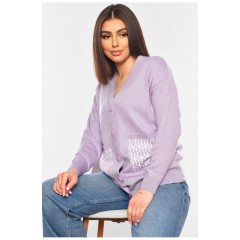 Кардиган женский сиреневого цвета с принтом 199687L