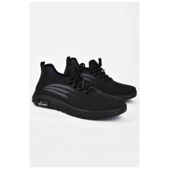 Кросівки чоловічі чорного кольору на шнурівці текстиль 200163L