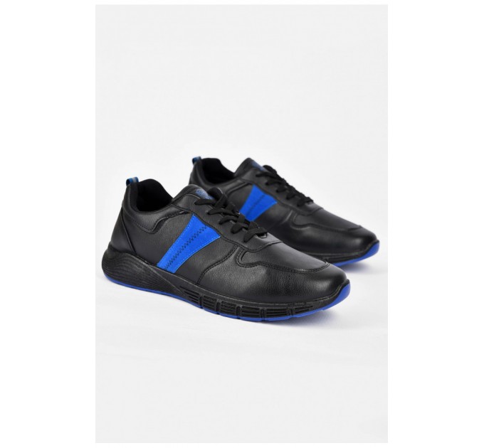 Кросівки чоловічі чорного кольору на шнурівці 200186L