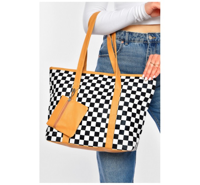 Сумка женская из экокожи черного цвета с принтом 200511L