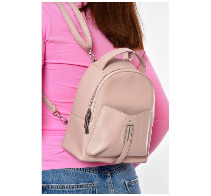 Женский рюкзак из экокожи светло-розового цвета 200522L