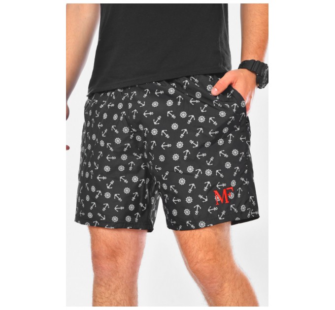 Мужские шорты черного цвета с принтом 200581L