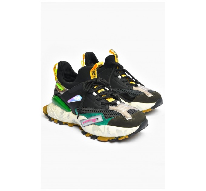 Кросівки чоловічі чорного кольору на шнурівці 200763L