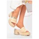 Шльопанці жіночі бежевого кольору 201007L