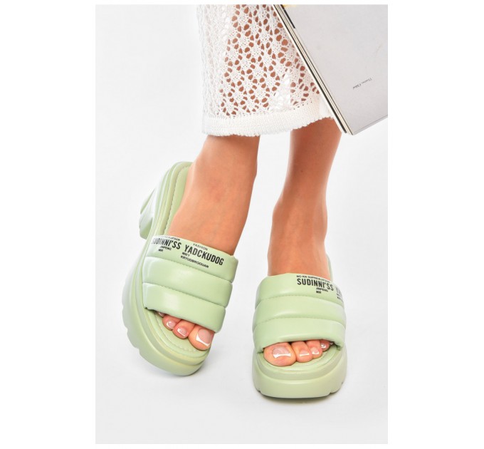 Шльопанці жіночі оливкового кольору 201008L