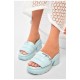 Шльопанці жіночі блакитного кольору 201009L