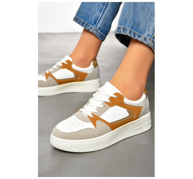 Кроссовки женские белого цвета на шнуровке 201019L