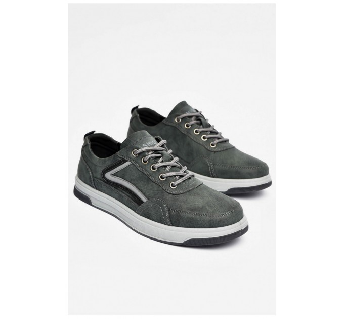 Кроссовки мужские черного цвета на шнуровке 201172L