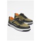 Кросівки чоловічі кольору хакі на шнурівці 201175L
