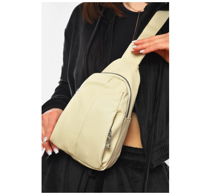 Бананка жіноча однотонна з екошкіри білого кольору 201202L