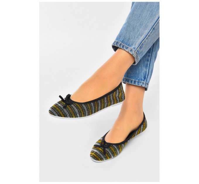 Мокасини жіночі чорного кольору в різнокольорову смужку 201235L