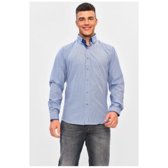 Сорочка чоловіча синього кольору в клітинку 201536L
