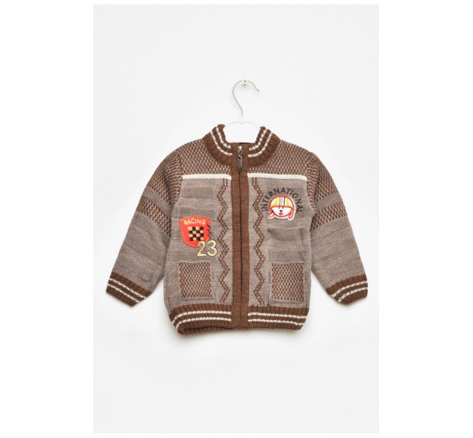 Кофта дитяча для хлопчика коричневого кольору з принтом 201742L