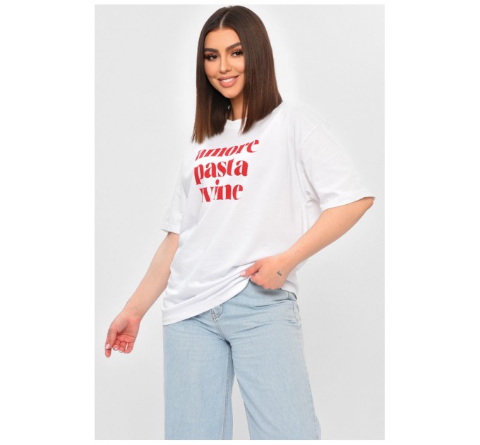 Футболка жіноча білого кольору з принтом 201819L