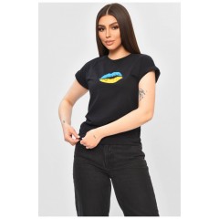 Футболка жіноча чорного кольору з принтом 201935L