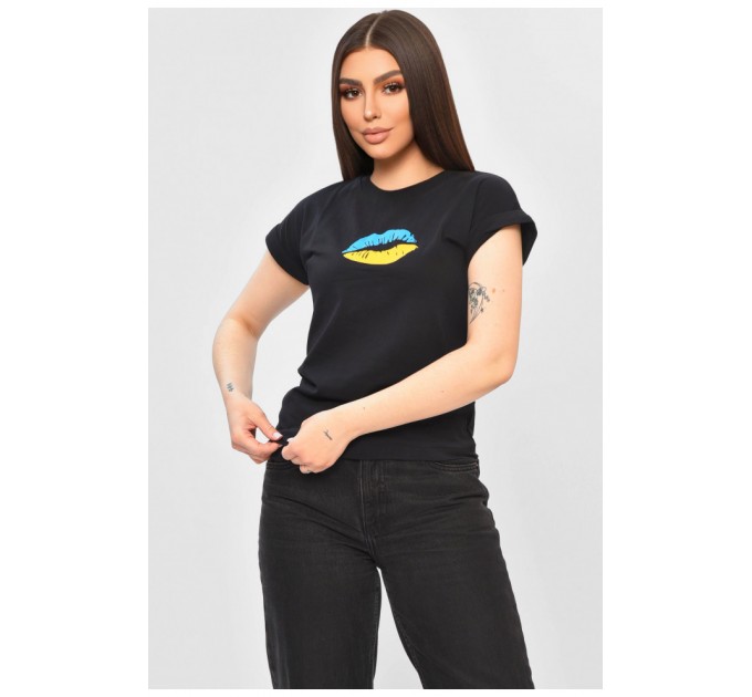 Женская футболка черного цвета с принтом 201935L