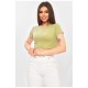 Футболка жіноча однотонна в рубчик оливкового кольору 201971L