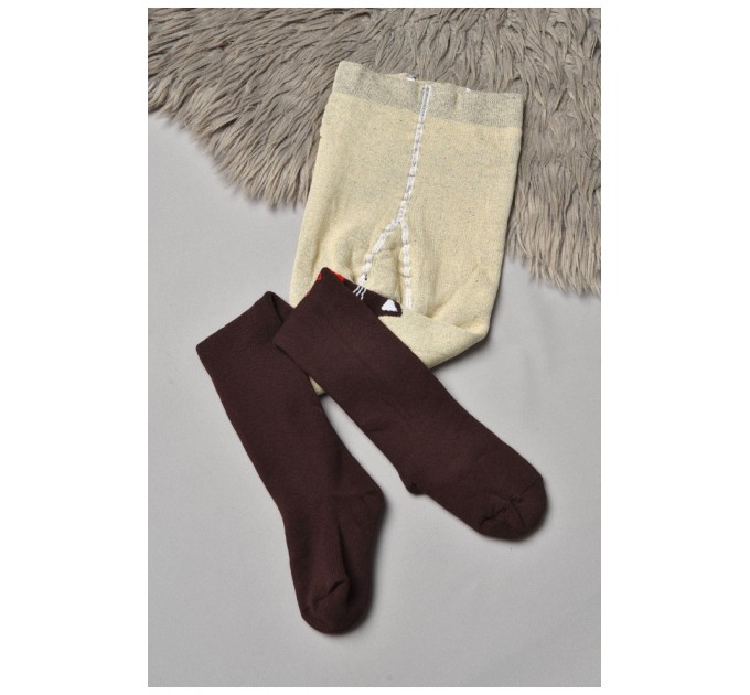 Колготи дитячі махрові для дівчинки бежевого кольору 202011L