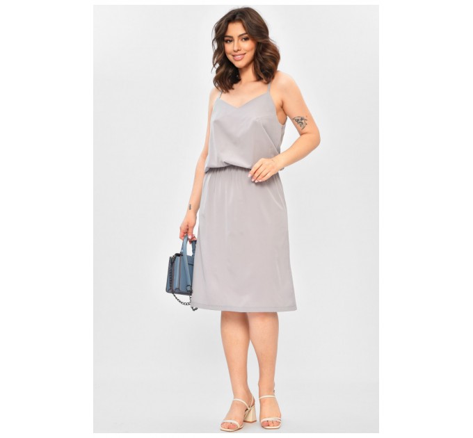 Женский сарафан однотонный серого цвета 202600L