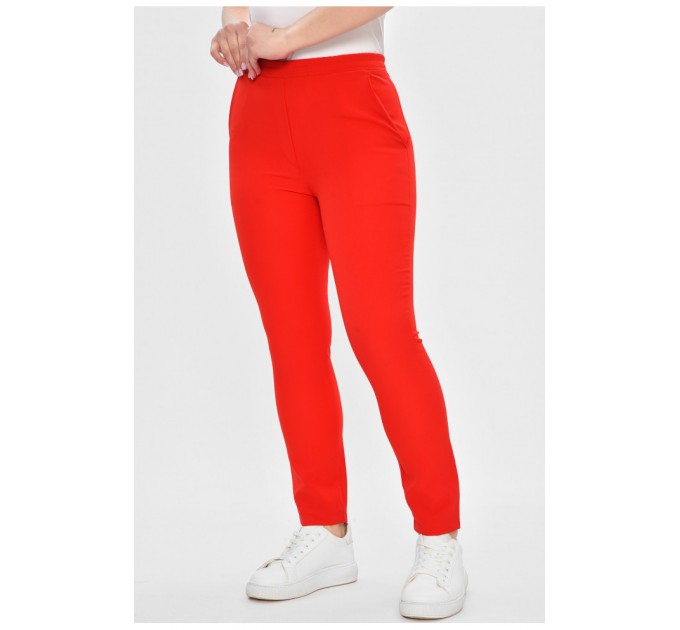 Штани жіночі однотонні червоного кольору 202615L