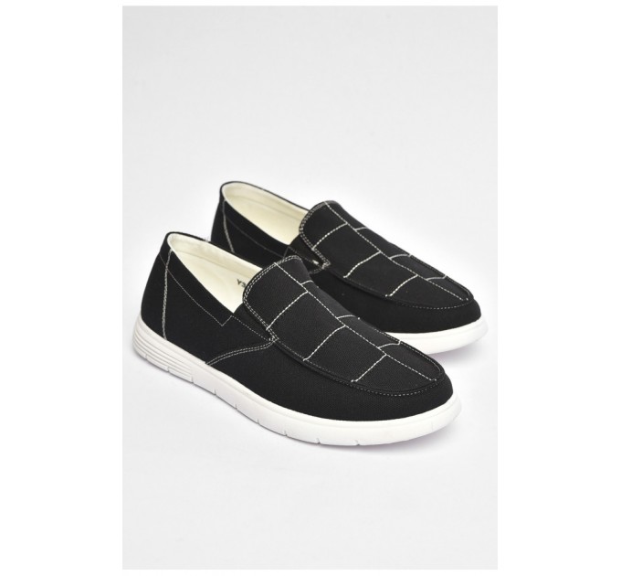 Мокасини чоловічі чорного кольору текстиль 202850L