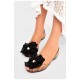 Сандали женские силиконовые прозрачные с черным цветком 202873L