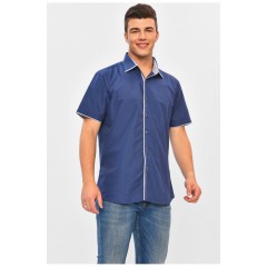 Сорочка чоловіча однотонна синього кольору 202915L