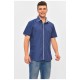 Сорочка чоловіча однотонна синього кольору 202915L