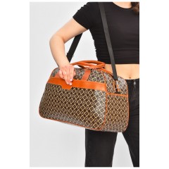 Сумка дорожня унісекс екошкіра коричневого кольору з принтом 202934L