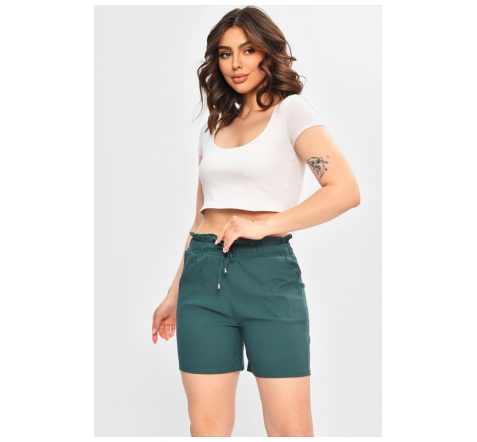 Шорти жіночі однотонні зеленого кольору 203007L