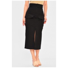 Спідниця жіноча однотонна чорного кольору 203158L