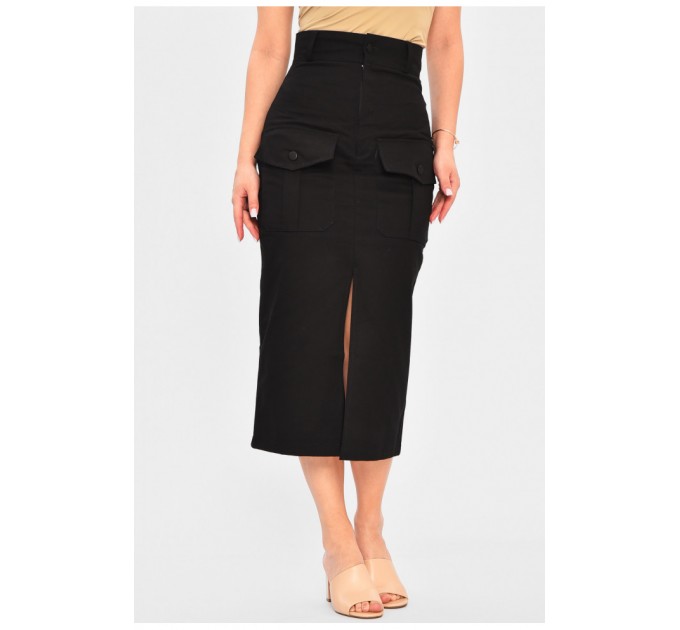 Спідниця жіноча однотонна чорного кольору 203158L