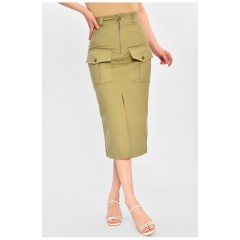 Женская юбка однотонная оливкового цвета 203160L