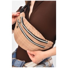 Бананка жіноча бежевого кольору з принтом 203295L